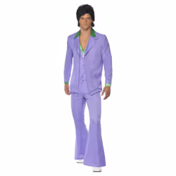 Smiffys Mens 70s Suit Costume - M, Lavender
