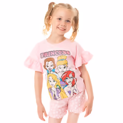 Disney Princess Girls Cotton Short Pyjama Set - 7-8 Years, Pink