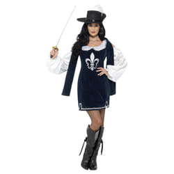 Smiffys Womens/Ladies Musketeer Costume Set - M, Navy/White/Black