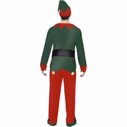 Smiffys Mens Elf Christmas Costume Set - L, Red/Green