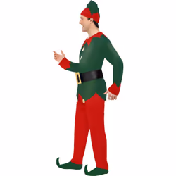 Smiffys Mens Elf Christmas Costume Set - L, Red/Green