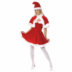 Smiffys Womens/Ladies Miss Santa Costume - S, Red/White
