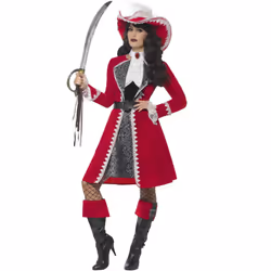 Smiffys Womens/Ladies Deluxe Authentic Captain Costume Set - M, Red/White/Black