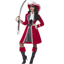 Smiffys Womens/Ladies Deluxe Authentic Captain Costume Set - M, Red/White/Black