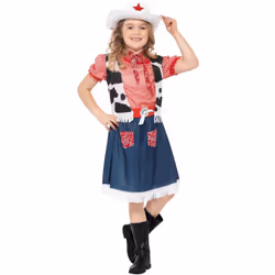 Smiffys Girls Sweetie Cowgirl Costume Set - 7-9 Years, Blue/Red
