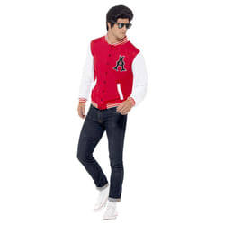 Smiffys Unisex Adult 50s Jock Letterman Varsity Jacket - L, Red/White