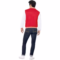 Smiffys Unisex Adult 50s Jock Letterman Varsity Jacket - L, Red/White