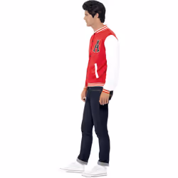Smiffys Unisex Adult 50s Jock Letterman Varsity Jacket - L, Red/White
