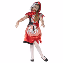 Smiffys Girls Zombie Miss Hood Costume Set - 4-6 Years, Red/Black