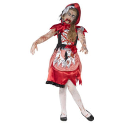 Smiffys Girls Zombie Miss Hood Costume Set - 4-6 Years, Red/Black