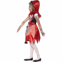 Smiffys Girls Zombie Miss Hood Costume Set - 4-6 Years, Red/Black