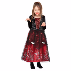 Smiffys Girls Deluxe Vampiress Costume - 7-9 Years, Black/Red