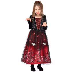 Smiffys Girls Deluxe Vampiress Costume - 7-9 Years, Black/Red