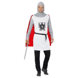 Smiffys Mens Economy Knight Costume Set - M, White/Red/Silver