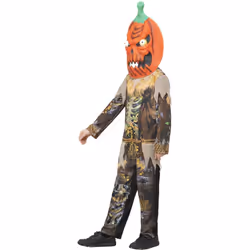 Smiffys Childrens/Kids Pumpkin Scarecrow Reaper Costume Set - 7-9 Years, Brown/Black/Orange