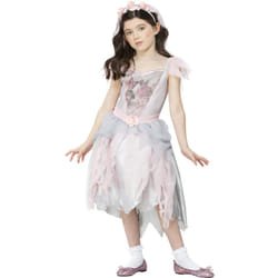 Smiffys Girls Ghost Bride Ghost Bride Vintage Costume Set - 7-9 Years, Pink