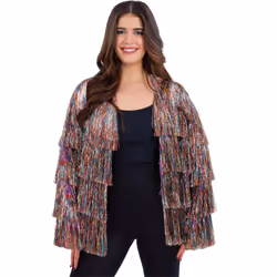 Fever Womens/Ladies Tinsel Festival Costume Jacket - S-M, Rainbow Dream