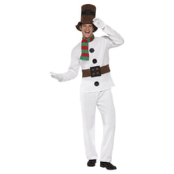 Smiffys Unisex Adult Mr Snowman Christmas Costume Set - M, White/Brown/Green