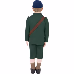 Smiffys Boys World War II Evacuee Costume Set - 7-9 Years, Green