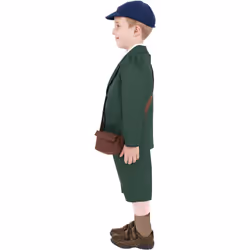 Smiffys Boys World War II Evacuee Costume Set - 7-9 Years, Green