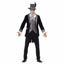 Smiffys Unisex Adult Deluxe Dark Hatter Costume Set - XL, Black/Grey