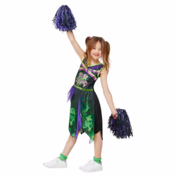 Smiffys Girls Fear Squad Toxic Cheerleader Costume Set - 7-9 Years, Black/Green/Purple