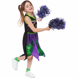 Smiffys Girls Fear Squad Toxic Cheerleader Costume Set - 7-9 Years, Black/Green/Purple