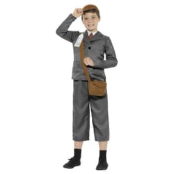 Smiffys Boys WW2 Evacuee Costume Set - 10-12 Years, Grey