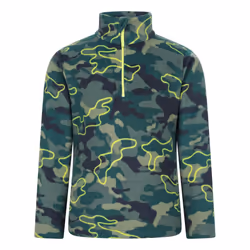 Mountain Warehouse Childrens/Kids Pursuit Camouflage Half Zip Fleece Top - 9-10 Years, Lime