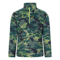Mountain Warehouse Childrens/Kids Pursuit Camouflage Half Zip Fleece Top - 9-10 Years, Lime