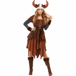Smiffys Womens/Ladies Viking Barbarian Queen Costume Set - M, Brown