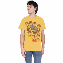 Star Trek Mens Retro Illustrated Crew T-Shirt - M, Banana Yellow