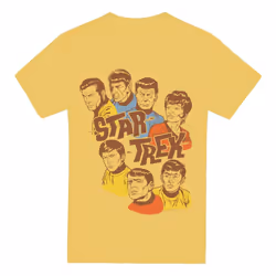Star Trek Mens Retro Illustrated Crew T-Shirt - L, Banana Yellow