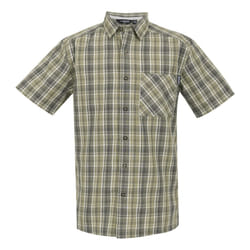 Regatta Mens Mindano IX Checked Short-Sleeved Shirt - M, Golden Sand/Treetop