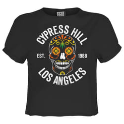 Amplified Womens/Ladies Floral Skull Cypress Hill Crop T-Shirt - XS, Charcoal