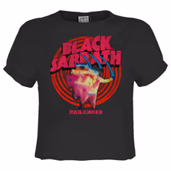 Amplified Womens/Ladies Paranoid Black Sabbath Crop T-Shirt - L, Charcoal