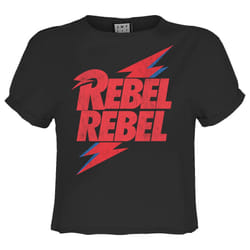 Amplified Womens/Ladies Rebel Rebel David Bowie Crop T-Shirt - M, Charcoal