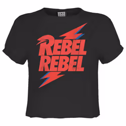 Amplified Womens/Ladies Rebel Rebel David Bowie Crop T-Shirt - L, Charcoal