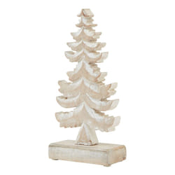 Hill Interiors Wooden Tiered Tree Decoration - 26cm x 6cm x 13cm, Brown/White