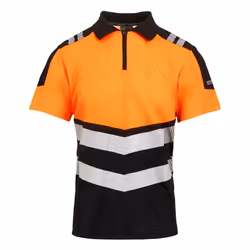 Regatta Mens X-Pro Hi-Vis Polo Shirt - S, Black/Orange