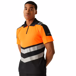 Regatta Mens X-Pro Hi-Vis Polo Shirt - 4XL, Black/Orange