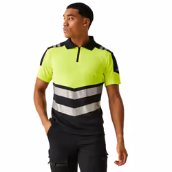 Regatta Mens X-Pro Hi-Vis Polo Shirt - S, Black/Yellow