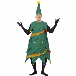 Smiffys Unisex Adult Deluxe Christmas Tree Costume Set