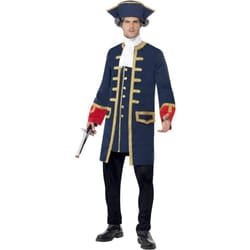 Smiffys Mens Pirate Commander Costume Set - M, Blue/Gold