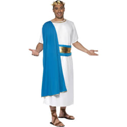 Smiffys Mens Roman Senator Costume Set - L, Blue/White/Gold
