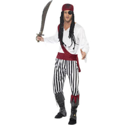 Smiffys Mens Pirate Costume - L, Black/White/Red