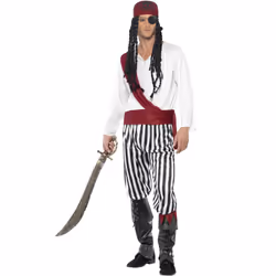 Smiffys Mens Pirate Costume - L, Black/White/Red