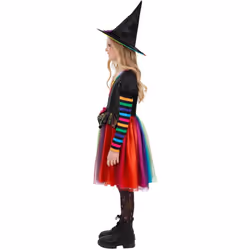Smiffys Rainbow Witch Costume - 7-9 Years, Multicoloured