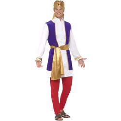 Smiffys Mens Arabian Prince Costume Set - M, Purple/White/Red