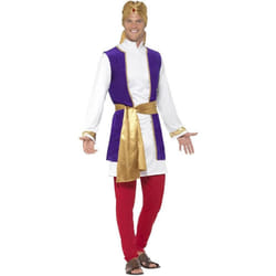 Smiffys Mens Arabian Prince Costume Set - L, Purple/White/Red